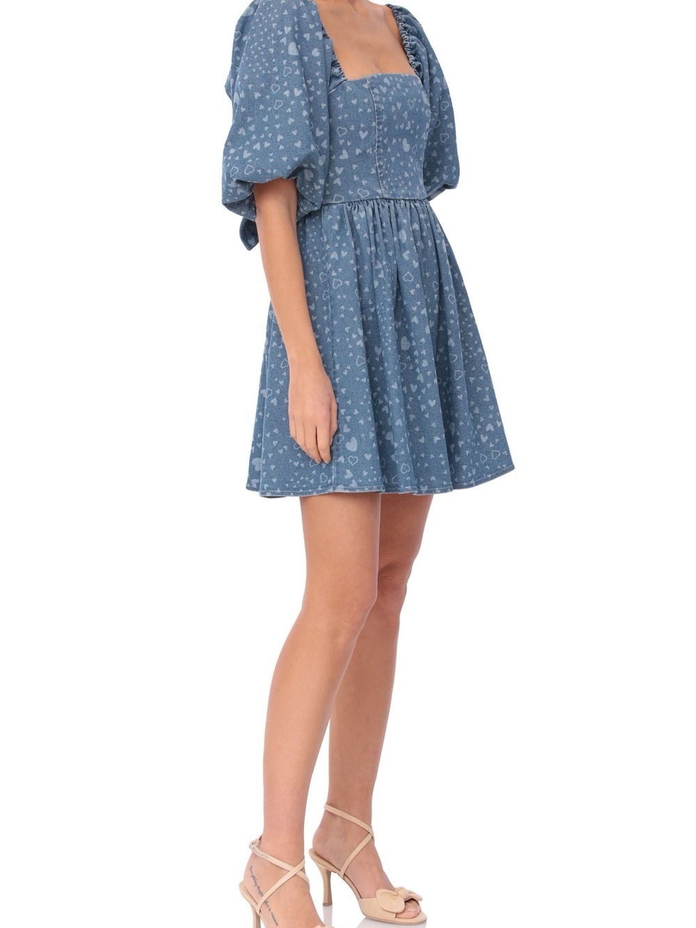 Avec Les Filles Women’s Denim Hearts Dress - Picture 8 of 8